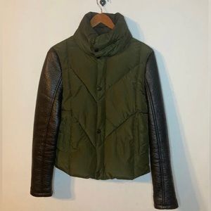 Womens Blank NYC puffer coat, green, size S